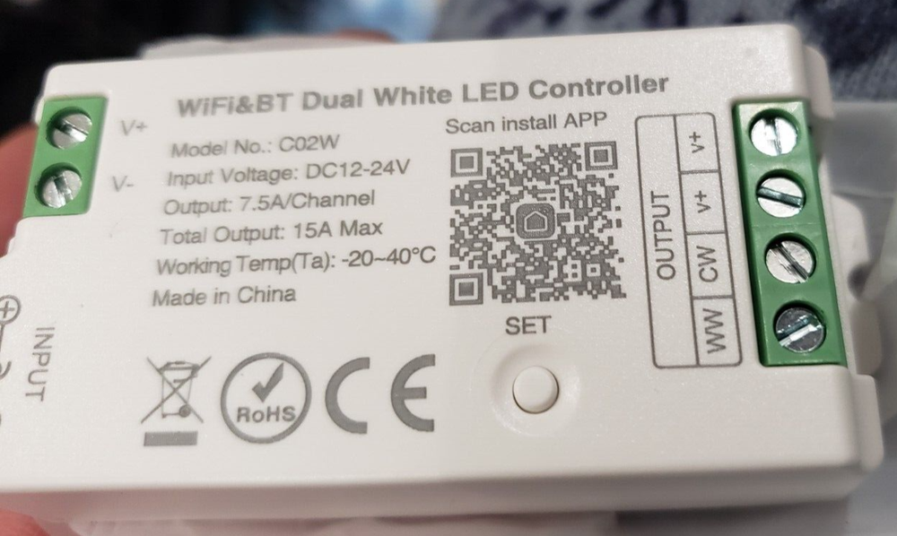 WIFI & BT DUAL WHITE LED CONTROLLER , MODEL : C02W