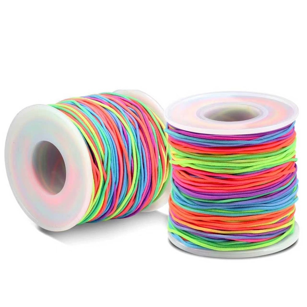 DIY Bracelet Making Kit - Stretchy Elastic String 2 Rolls 330FT Rainbow