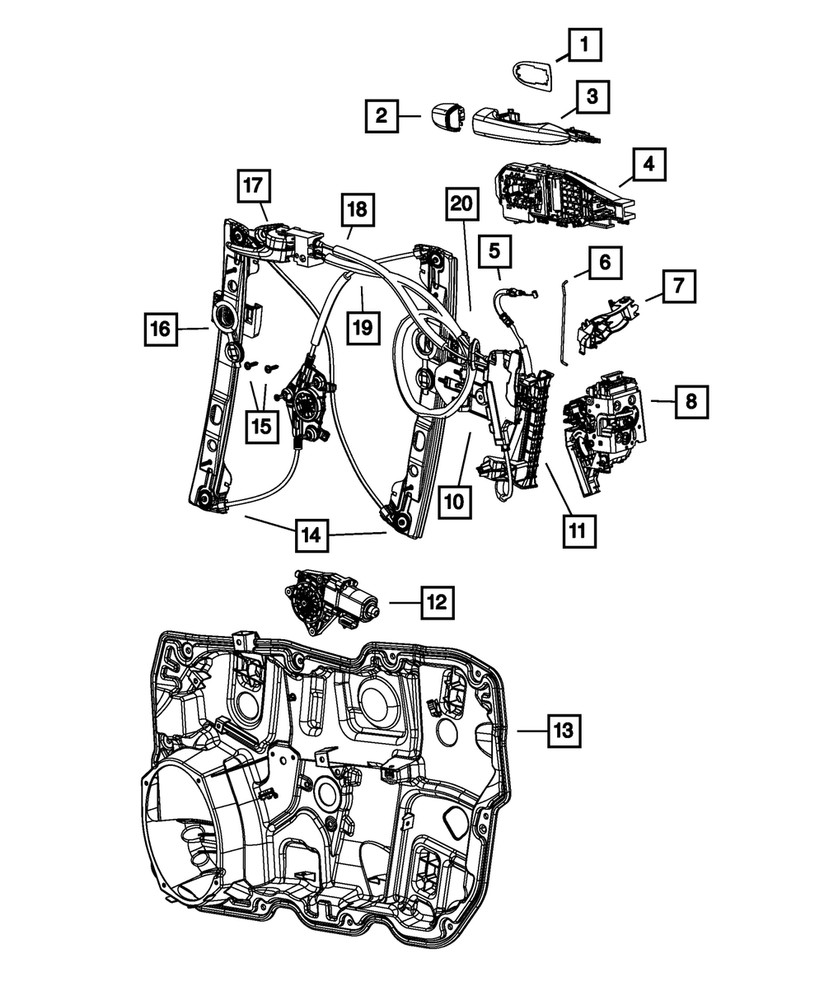 Genuine Mopar Door Outside Handle Bracket Left 68084837AG