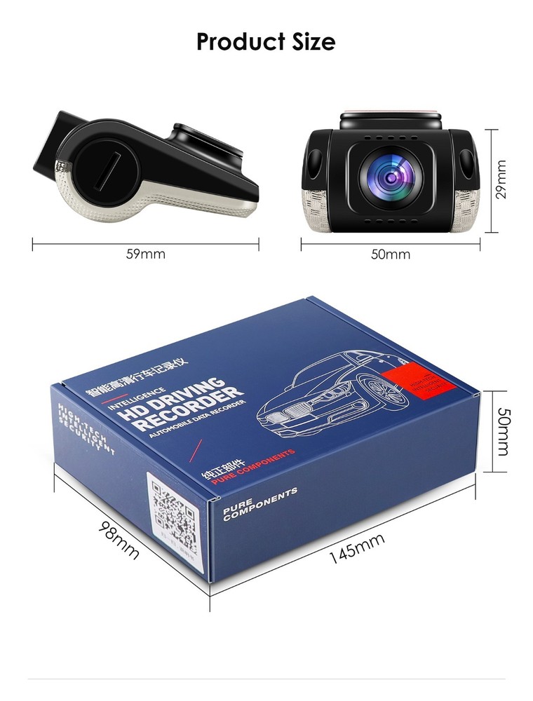 720P Car DVR Dash Cam G-Sensor Front and Inside Camera Video Recorder