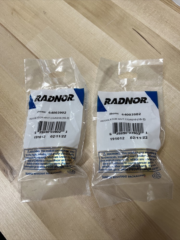 (2) Radnor 64003902 Regulator Nut CGA510 (15-2)