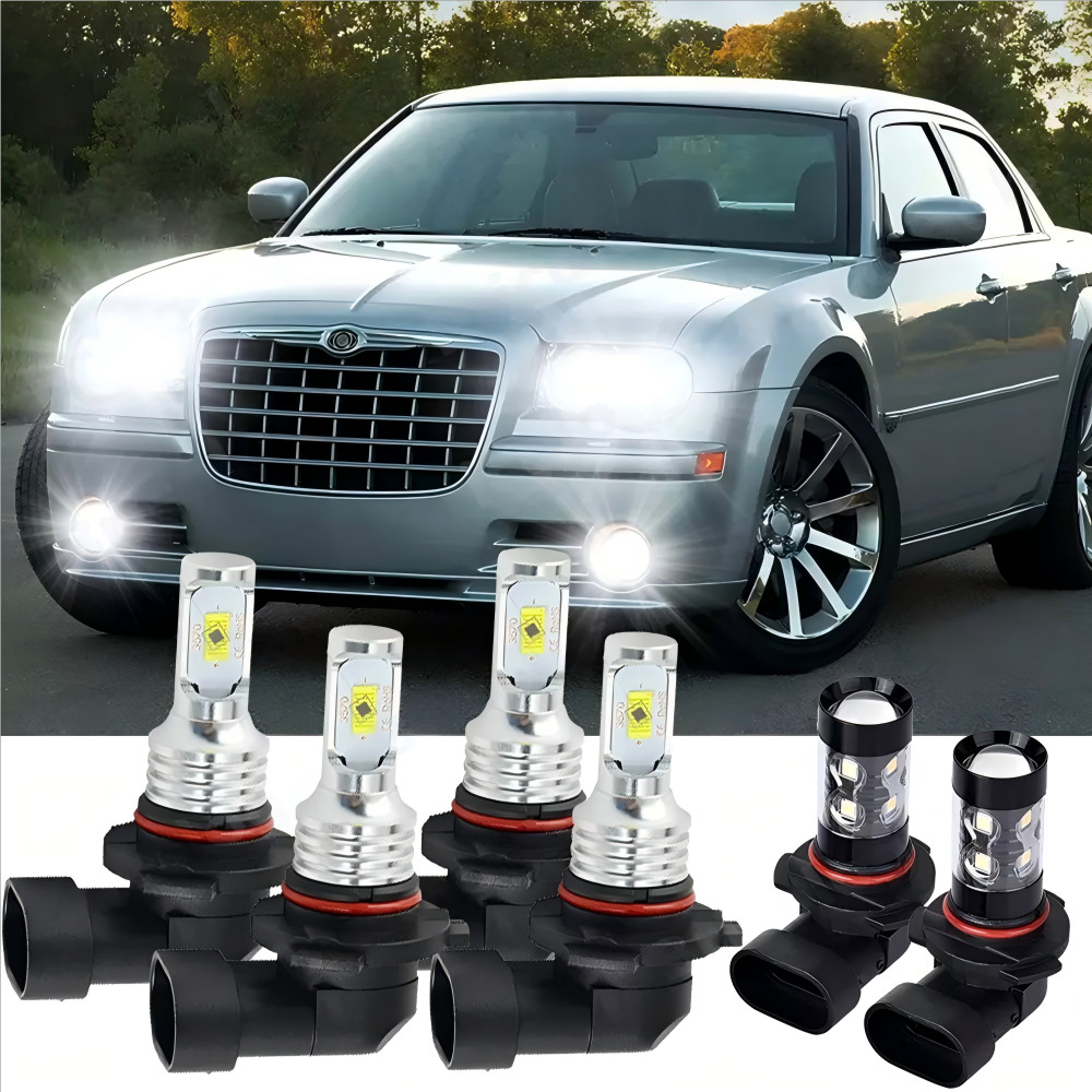 For Chrysler 300C 2005-2009 - 6X White Combo LED Headlight Fog Light Bulbs Kit A