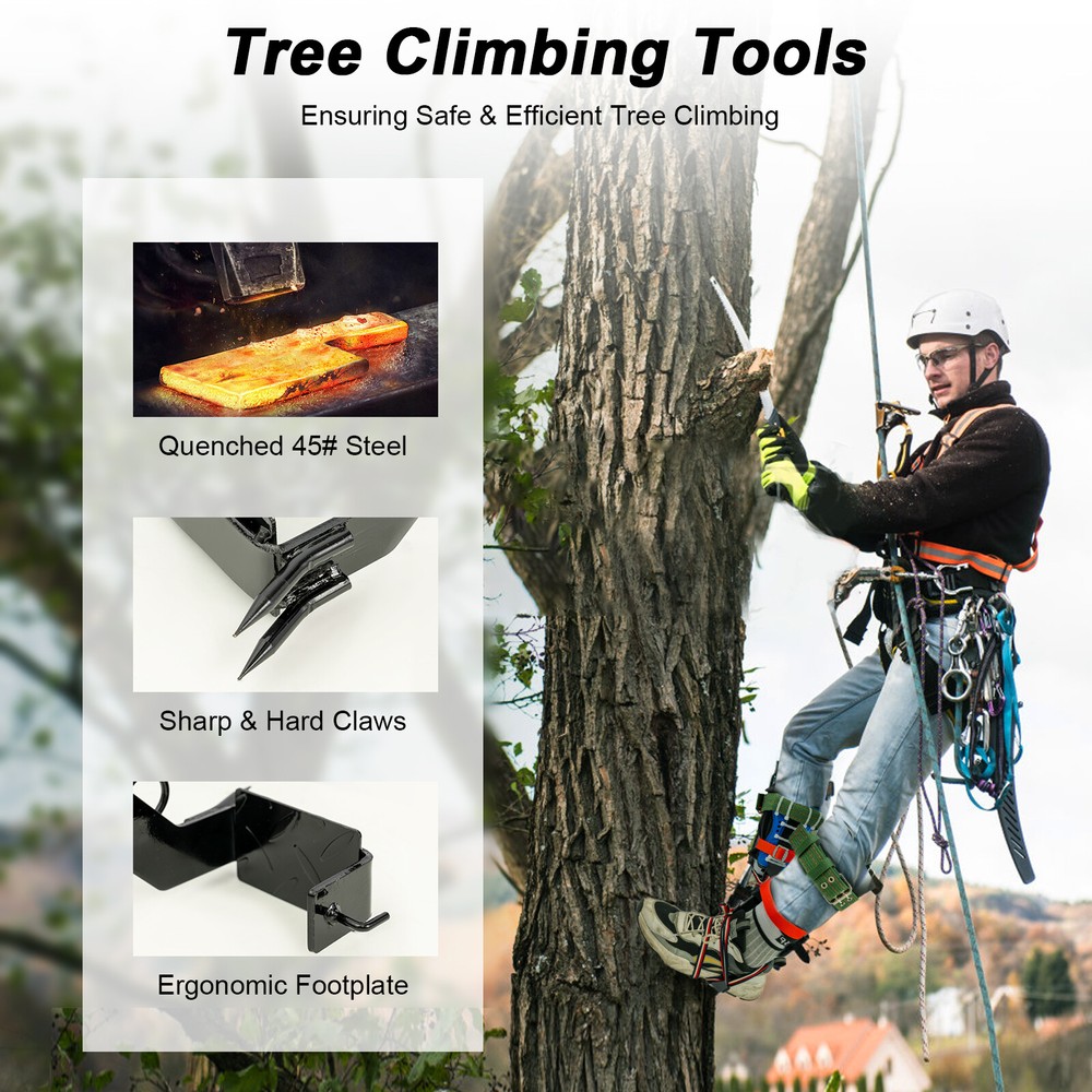 Tree Climbing Spike Set Pole Climbing Spurs w/ Rope Climber Adjustable Long!