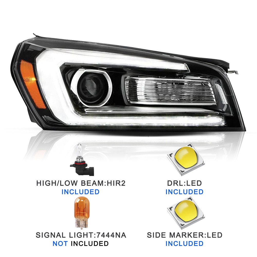 Pair For 2013-2016 GMC Acadia Halogen Headlight w/ LED DRL Projector Left+Right