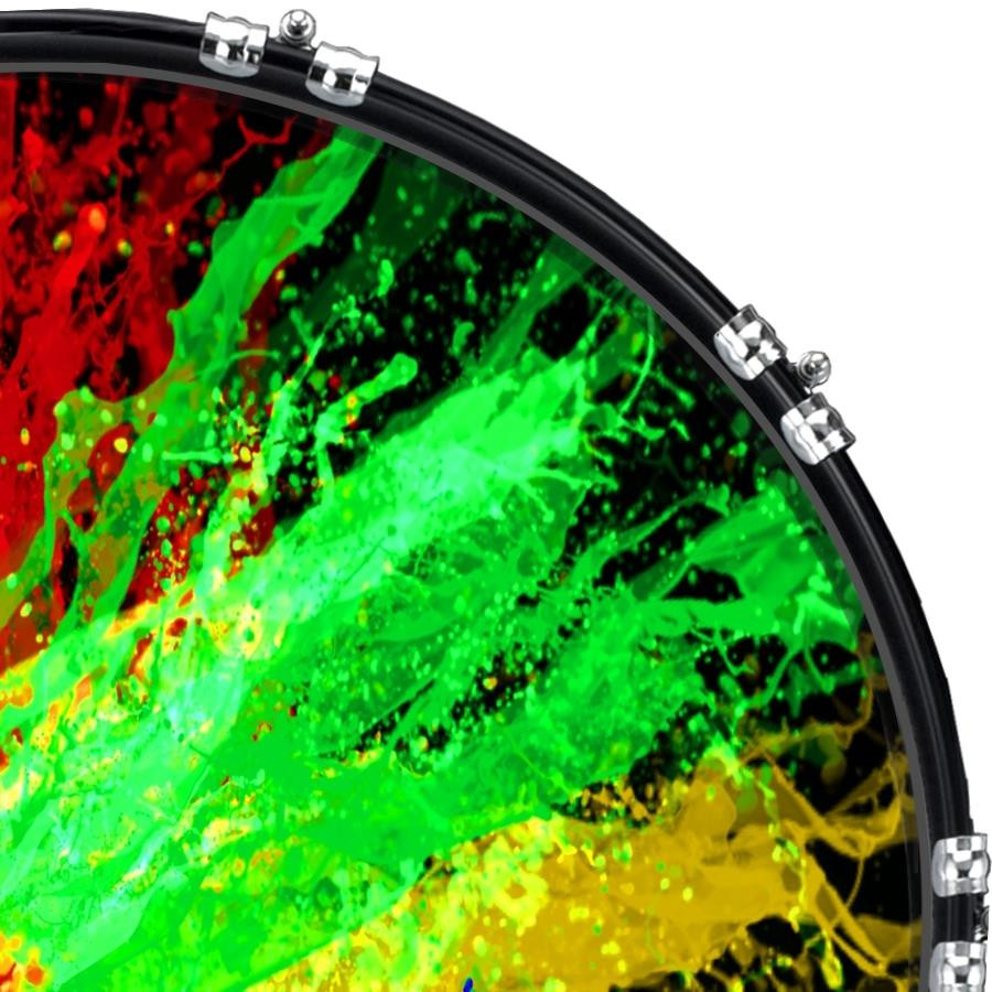 20" Custom Bass Kick Drum Front Head Graphical Colorful Splash