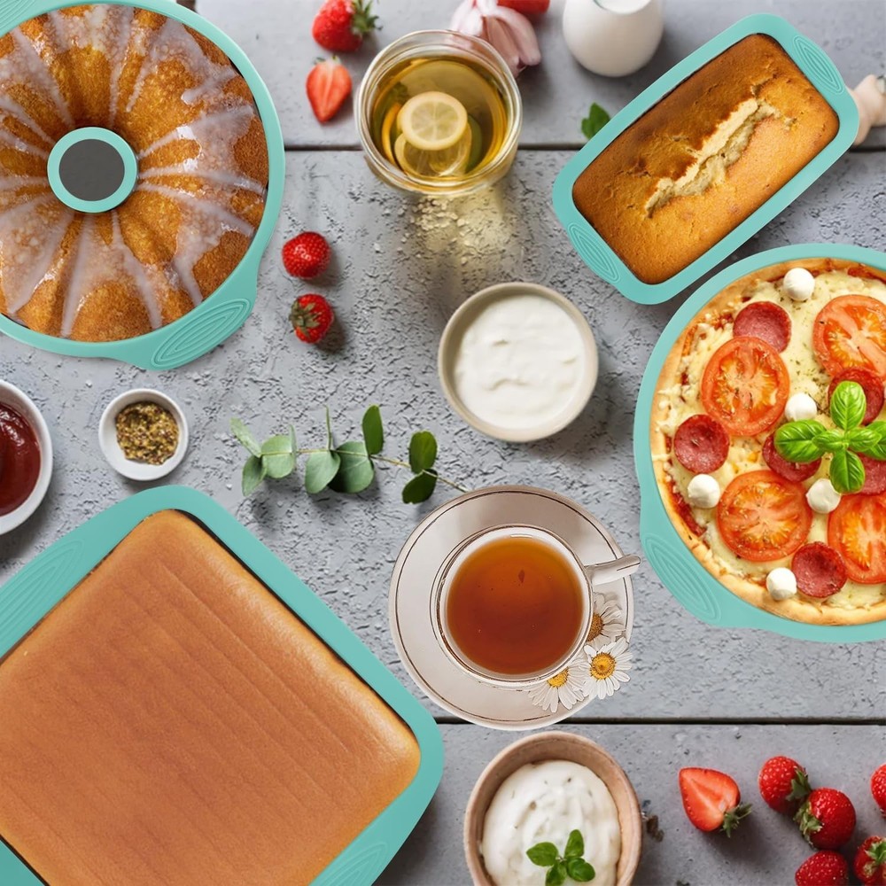 32 Pieces Silicone Baking Pans Set, Nonstick Bakeware Set for Kitchen Oven