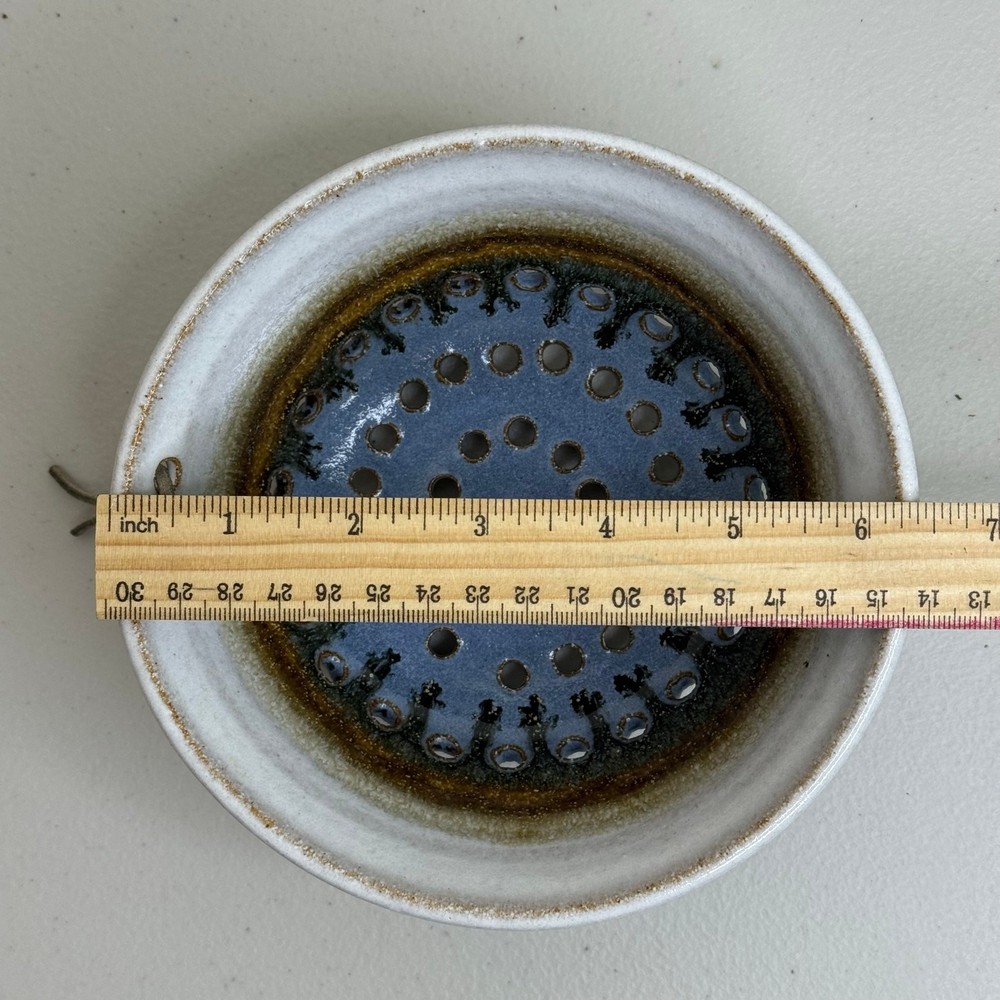 Handmade Functional Studio Pottery Ceramic Berry Bowl Colander Decorative Hanger