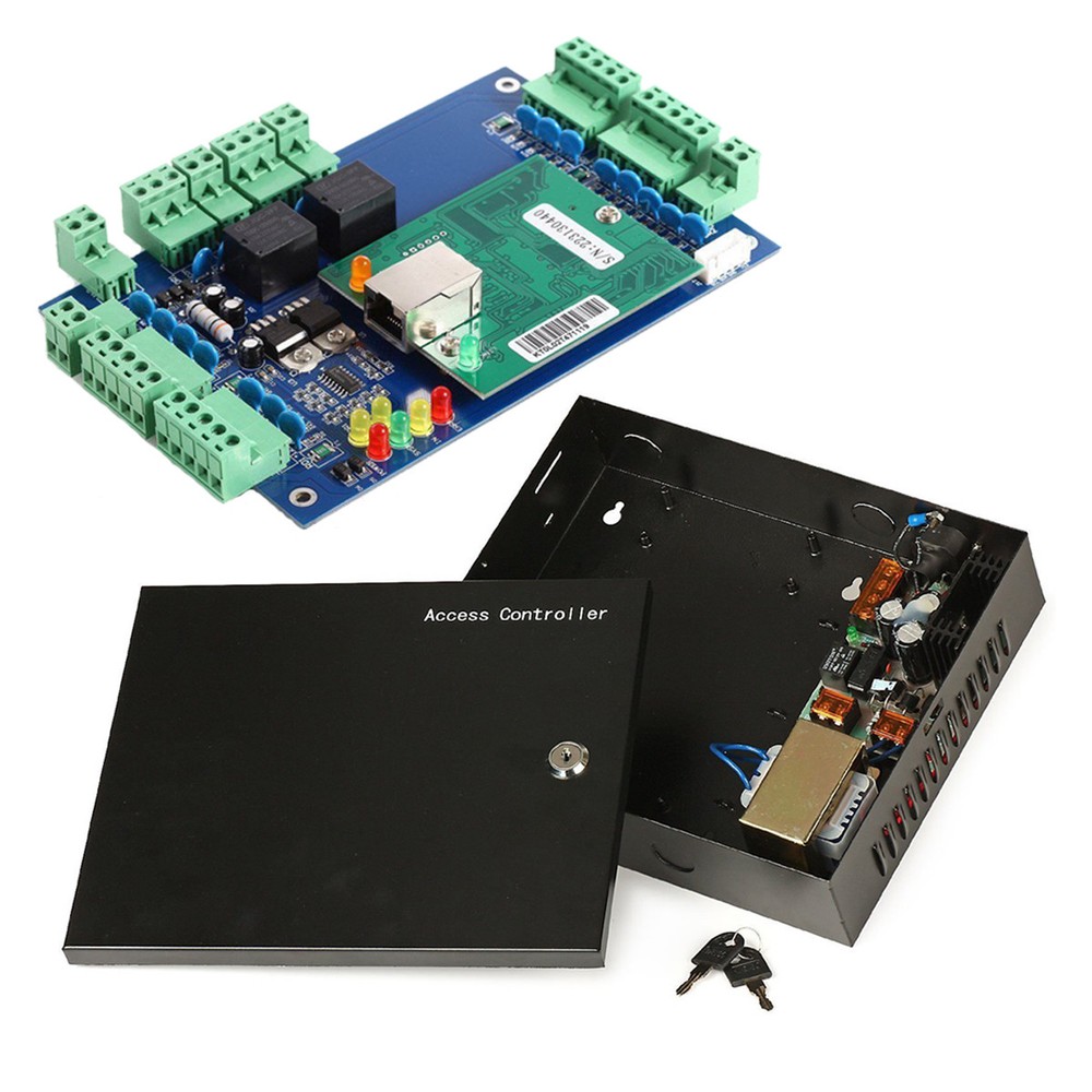 2 Door 4 Readers TCP/IP Access Control System 110V Power Supply Box Software T&A