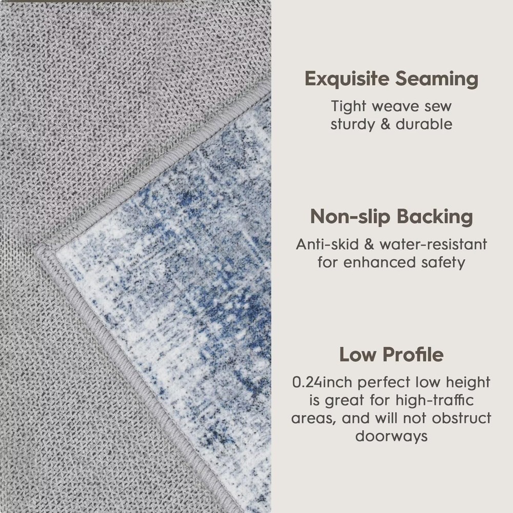 Eleisa Modern Abstract 6x9 Area Rug for 6' x 9' (Rectangular), Blue/Grey