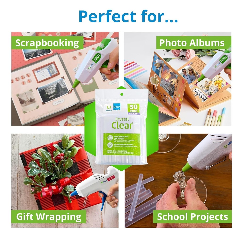Hot Glue Sticks 4" Mini Size, Clear, 30 Sticks