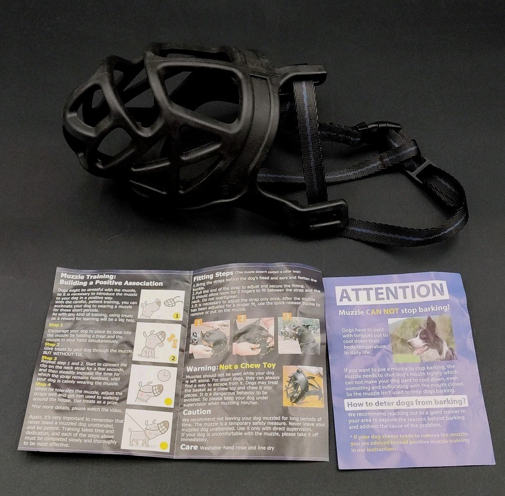 ✅Barkless Dog Muzzle Cage Basket Blocks Biting Chewing Scavenging Humane 🆕📸👀