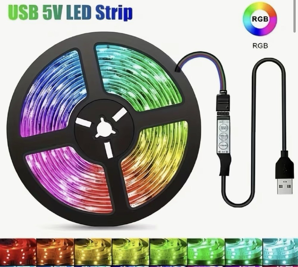 USB RGB LED Multicolor Light Strip with Remote Control for Indoor Modern Rooms