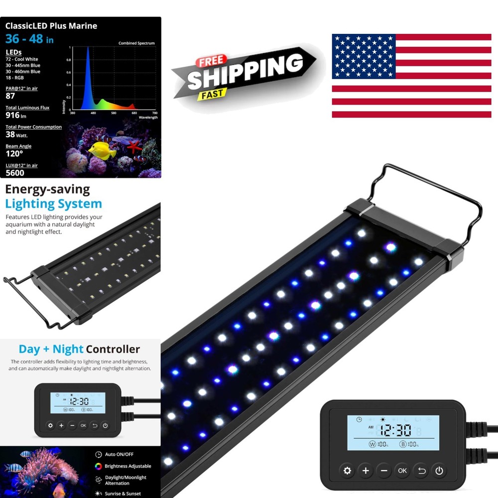 36W Saltwater Aquarium LED Reef Light with Programmable Timer and Color Control