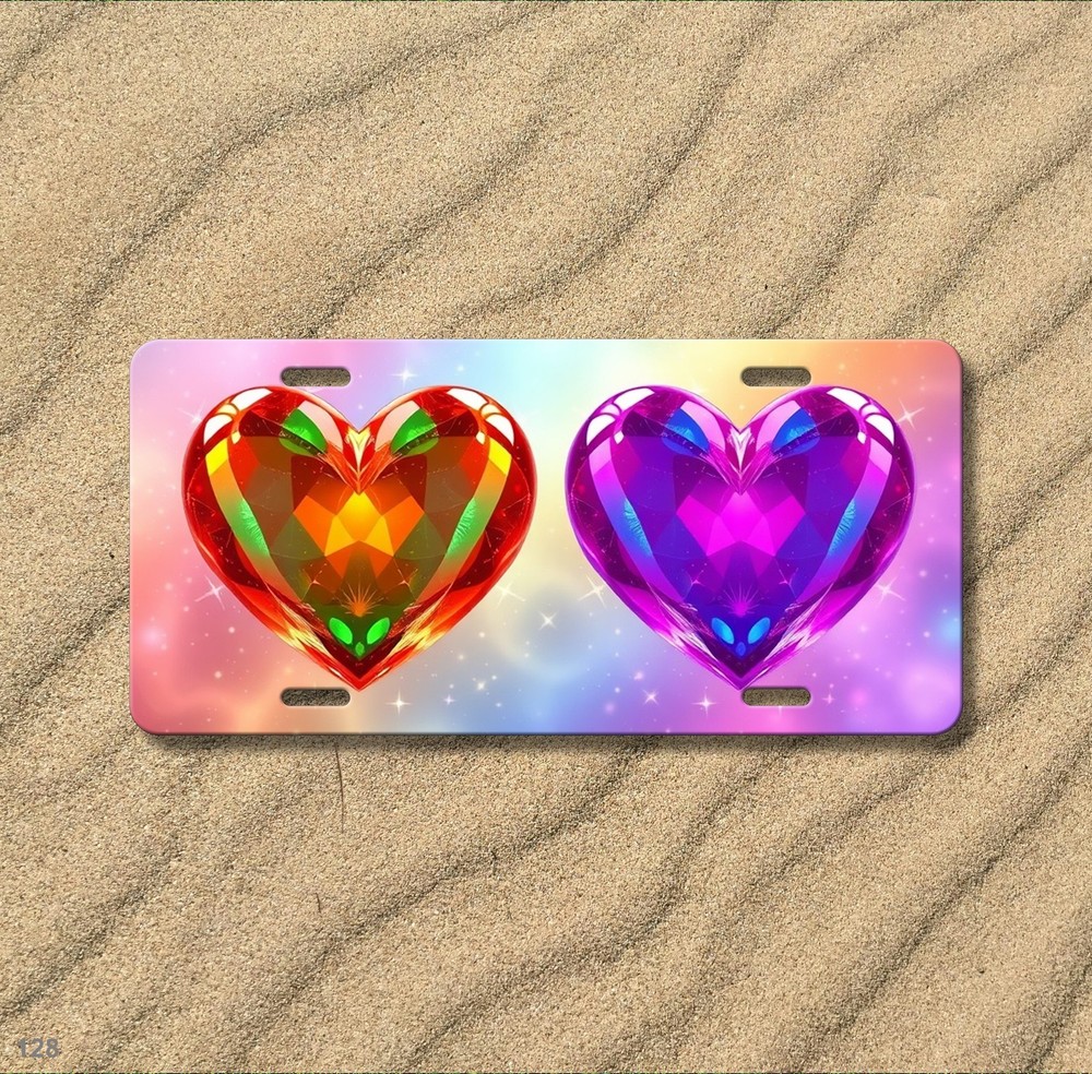 Romantic Hearts License Plate Custom Auto Tag Unique Gift