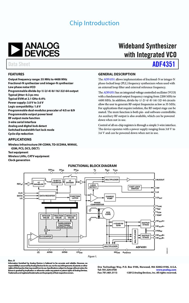 ADF4351 35M-4.4GHz RF Signal Source Phase-Locked Loop Module Broadband