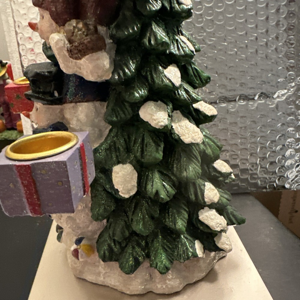 Christmas Tree Candle Holder With 4 Snowmen,