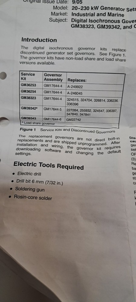 GM36254 Kit Governor conversion