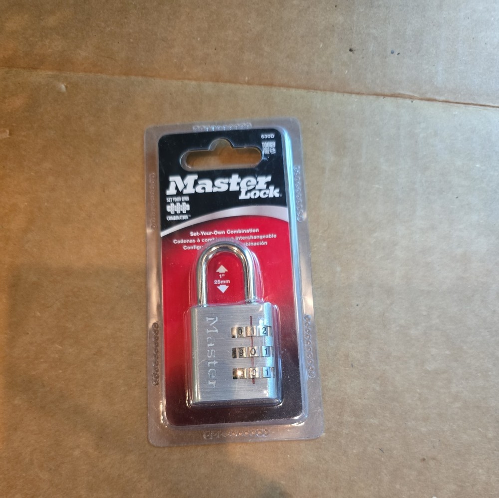 MASTER LOCK 630D Luggage Padlock,1 1/2in,Rectangle,Silver