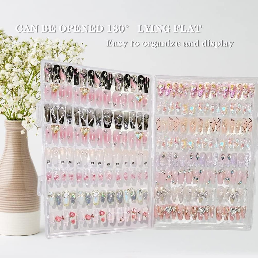 Large Clear Press on Nails Storage Box, Empty Press on Nails Packaging Box Set