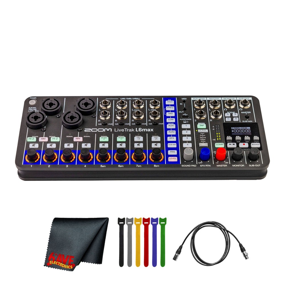 Zoom LiveTrak L6max Digital Mixer/Recorder, Battery Powered, 32-Bit Float,