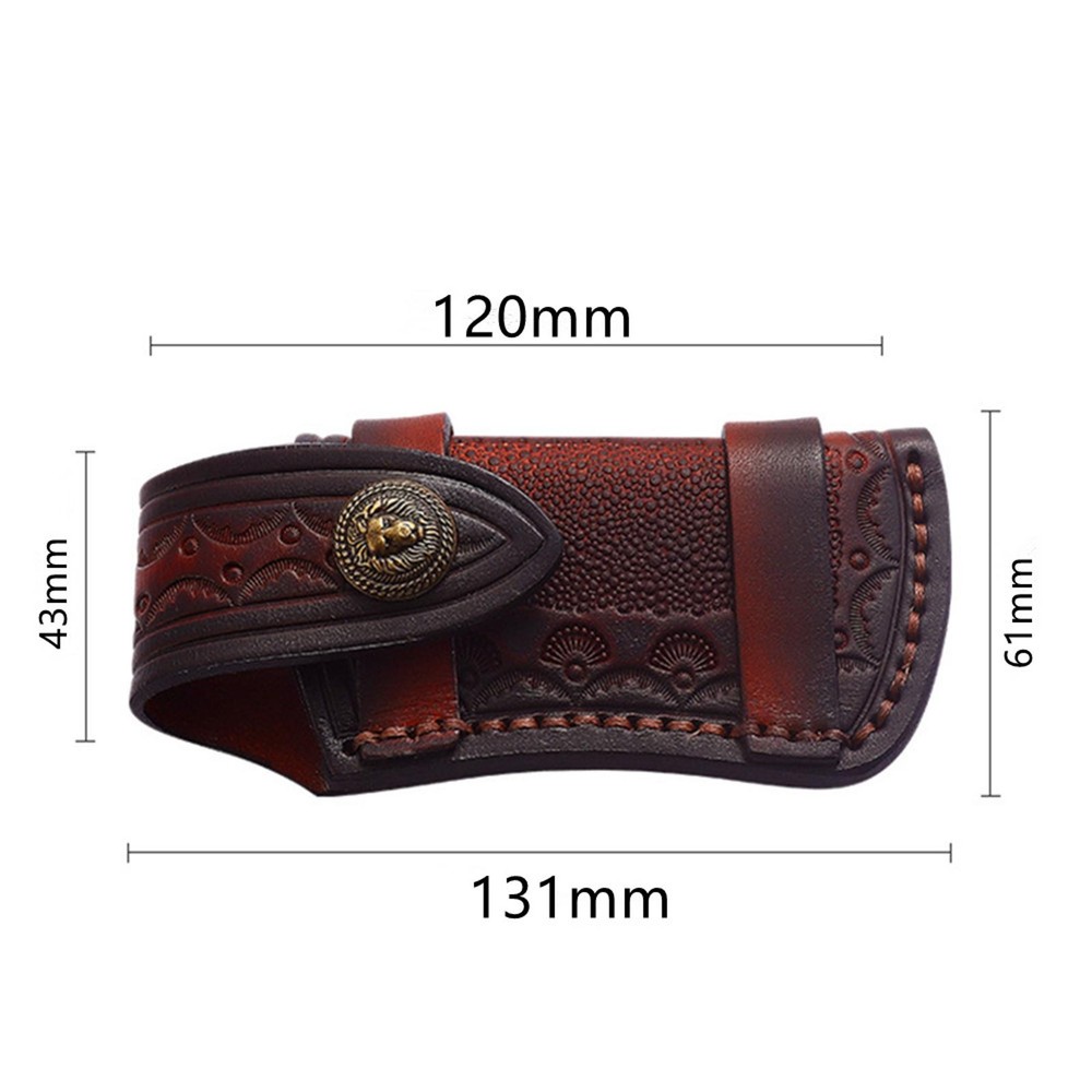 4'' Folding Knife Case Sheath Leather Storage Pouch With Snap Closure Belt Loop