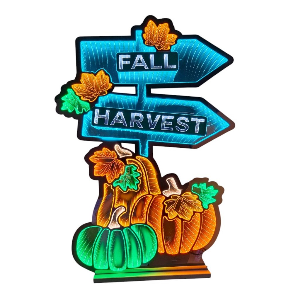 Fall Harvest Infinity Mirror Light | 35 inch Lighted Display Decor