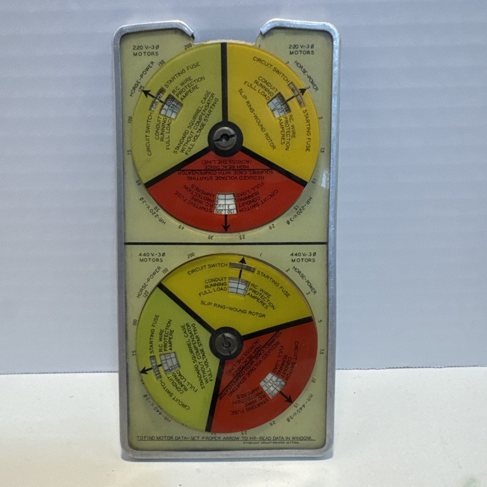 1931 Square D Motor Data Wire Calculator Diamond Electrical Mfg