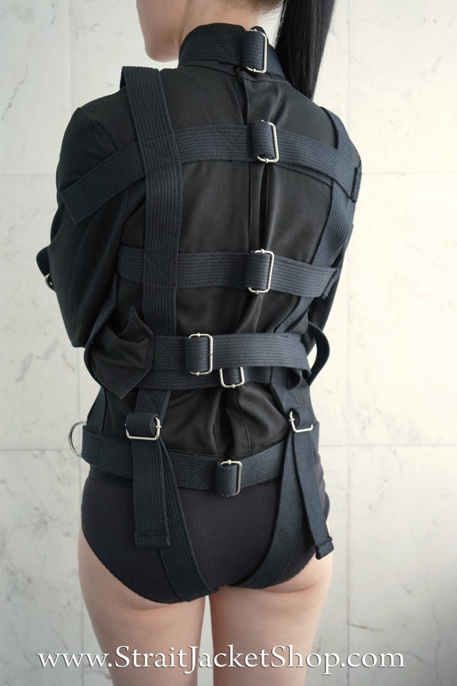 Black Straitjacket - Sides Crotch Strap Restraining Bondage Jacket High Quality