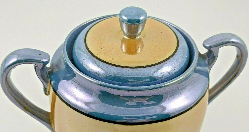Vintage Lusterware Porcelain Covered Sugar Bowl Japan