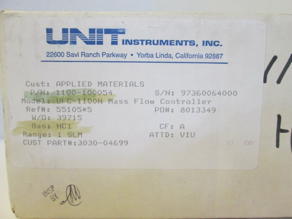 Unit UFC-1100N Mass Flow Controller, HCL, 1 SLM