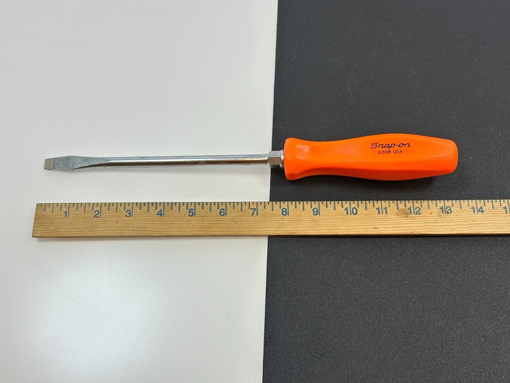 🇺🇸 Snap-on Tools USA ORANGE Hard Handle 3/8" Flat Head Screwdriver SDD8AO, NOS
