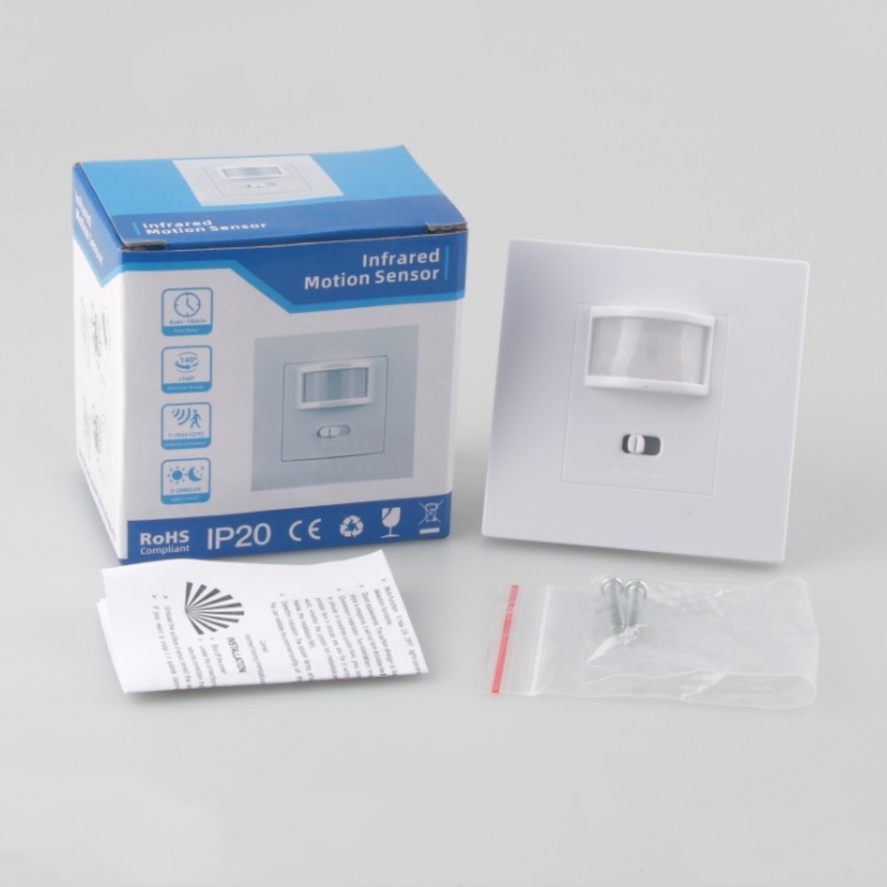 Motion Sensor Switch with Time/Lux Adjustment AC100-240V for Office & Home Use