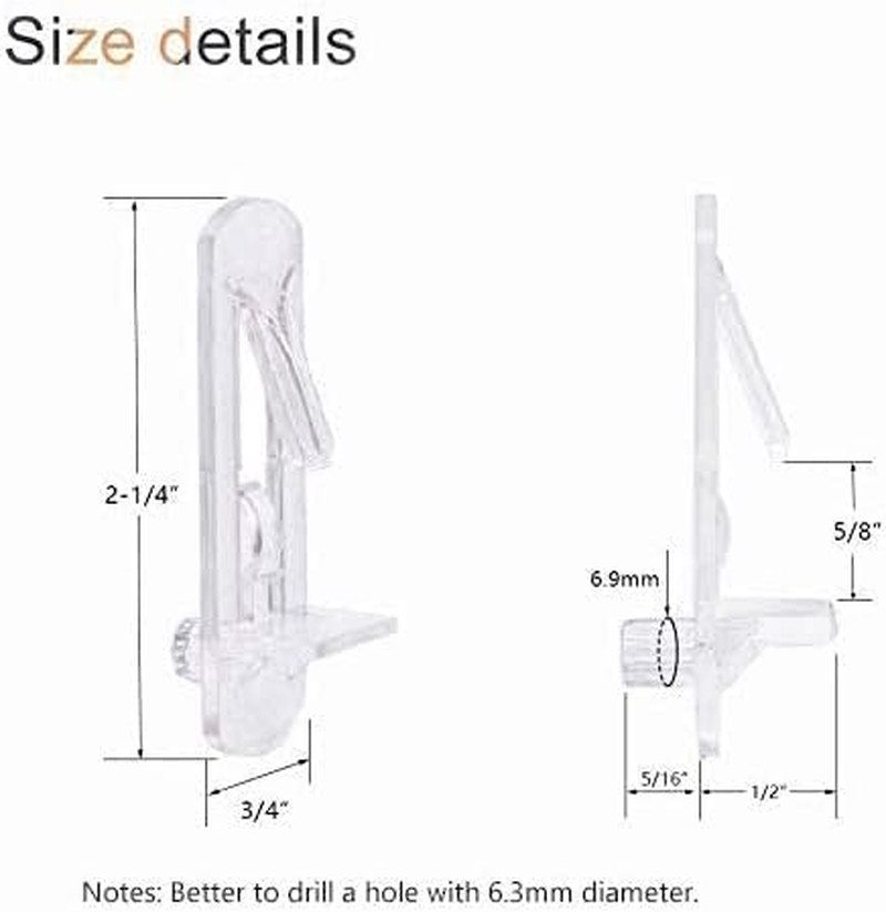 INCREWAY 30 Pack Shelf Support Peg, Clear Plastic Cabinet Shelf Pins, Self-Locki