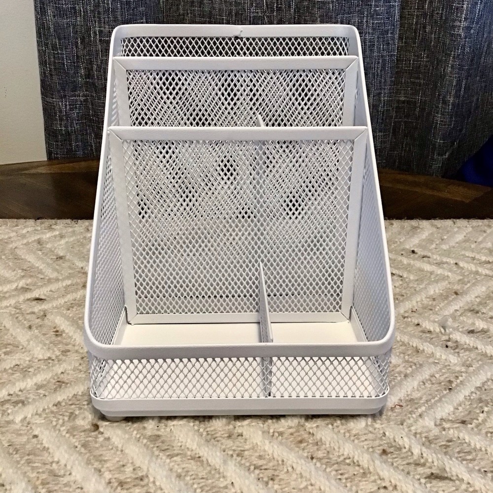 Bright Room White Mesh Desktop Organizer 7”x7”x6”Deep