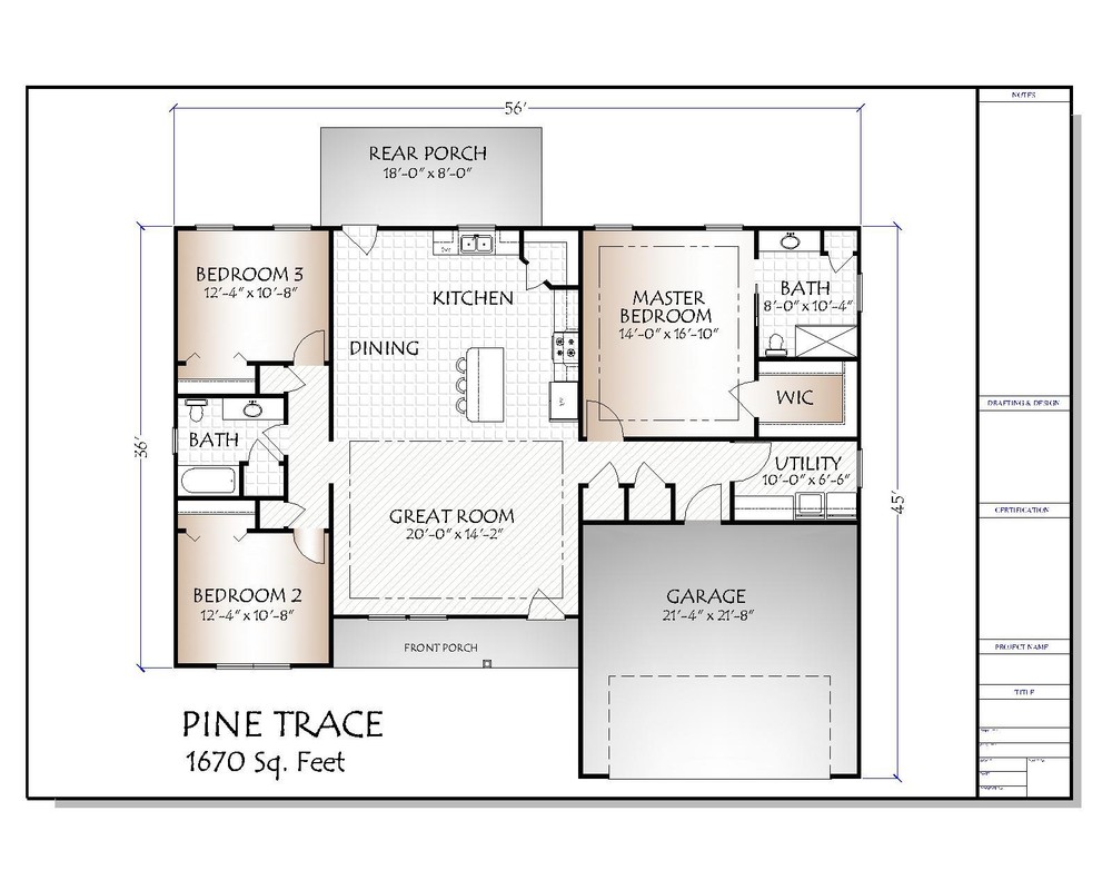Pine Trace House Plan 1670 Heated Square Feet