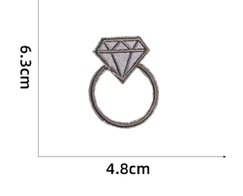 DIAMOND RING - SILVER GLITTER - BLING BLING - Embroidered Iron-on Patch