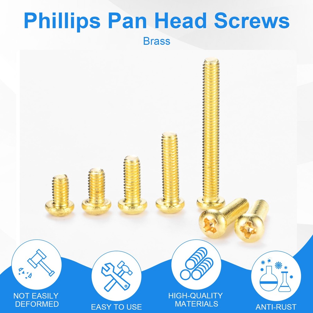 20-Pack M3x25mm Pan Head Machine Screws Brass Screw Brass