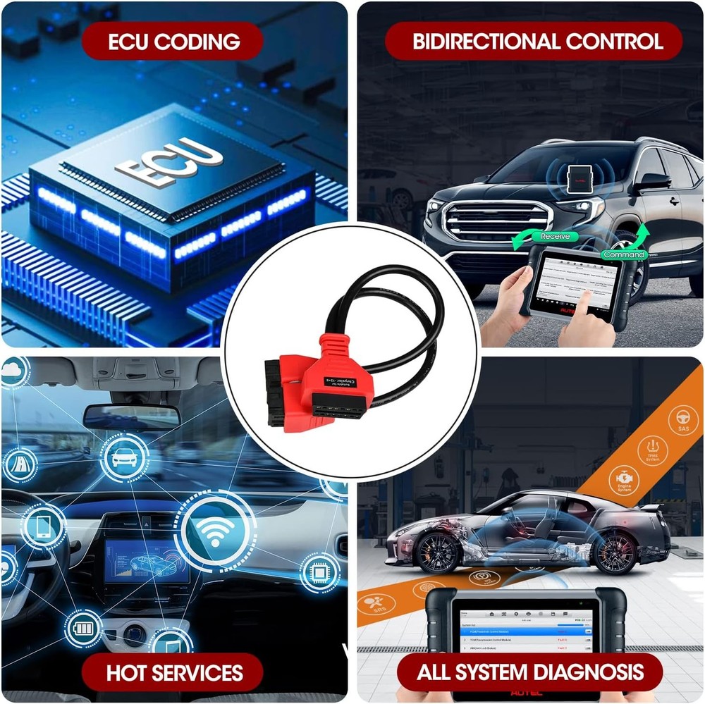 Autel Original OBD2 Adapter for Chrysler 12+8 Programming Cable Black