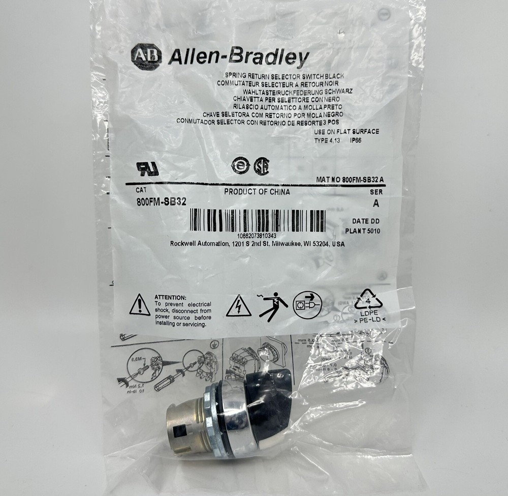Allen-Bradley 800FM-SB32 Spring Return Selector Switch 800FMSB32 Series A SEALED