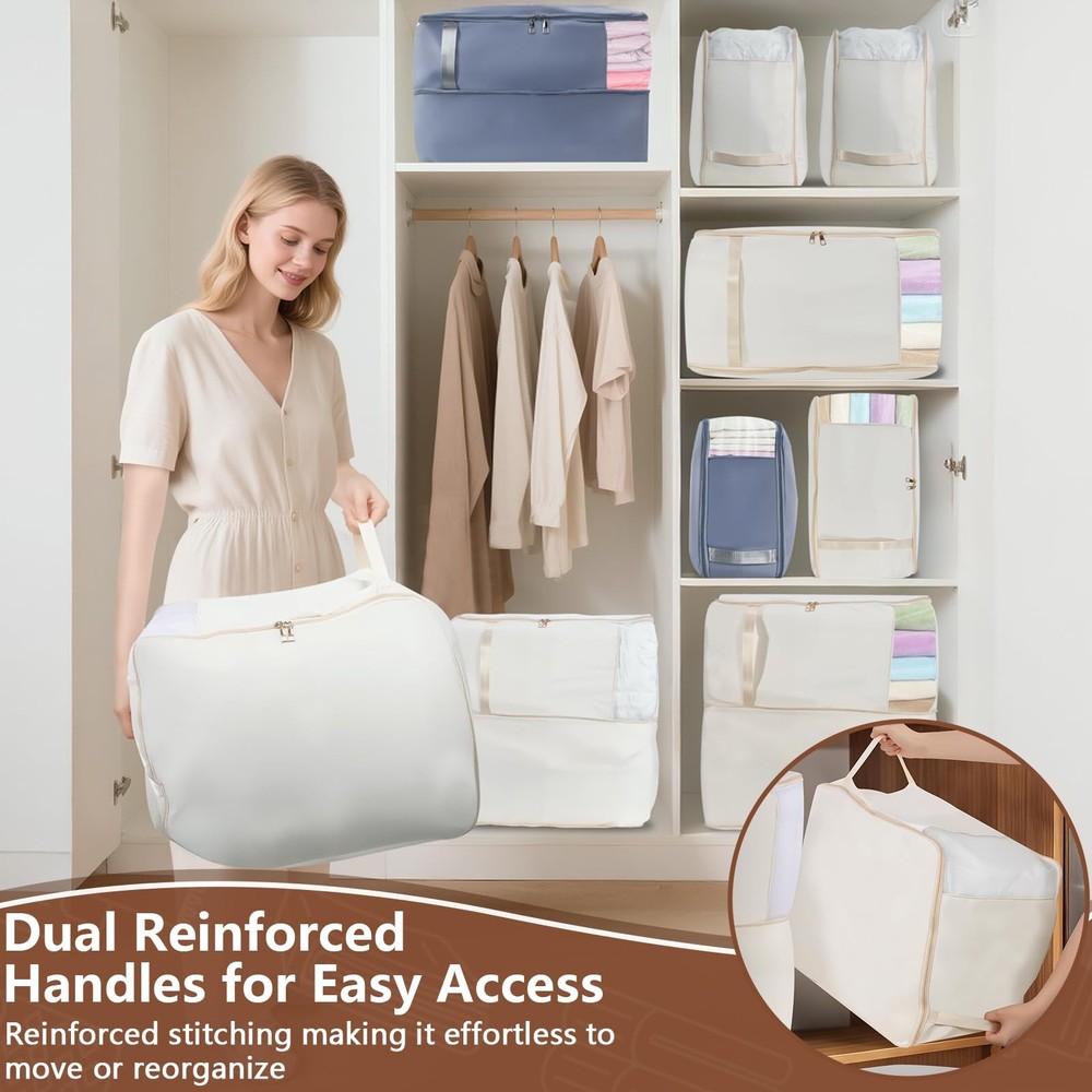 Compression Storage Bags for Down Comforters, Foldable Reusable Organizer for...