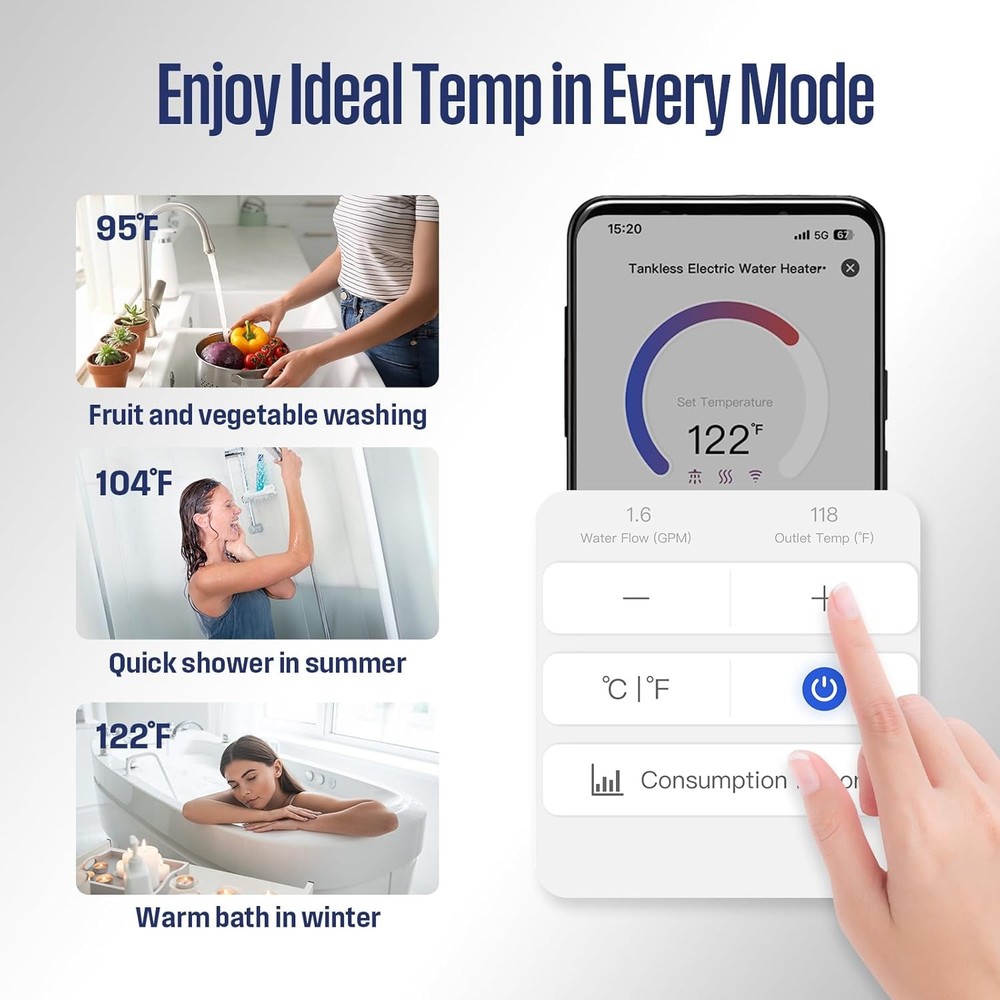 Used- 27KW Electric Tankless Water Heater Instant Hot On Demand Smart WiFi 240V