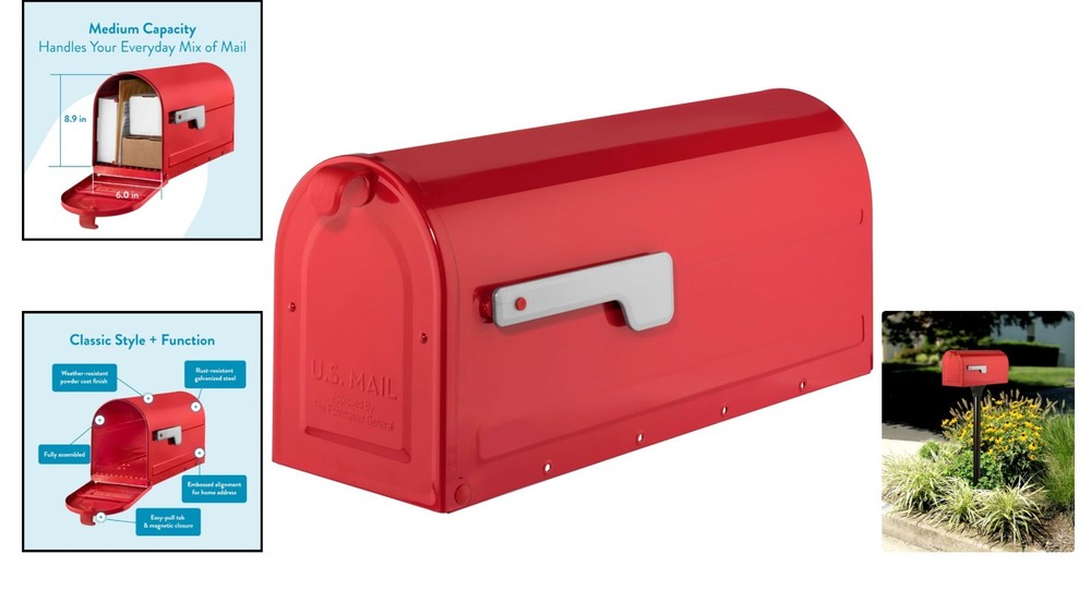 Contemporary Medium Mailbox with Galvanized Steel - Easy Install, Secure Closure