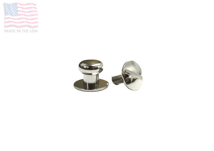 Extra Small 1/4" 6.5mm Screw Back Button Head Stud & Screw, Nickel Plate, 5 SETS