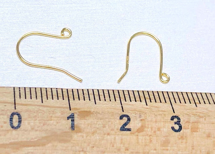 18K Yellow Gold Hook Earring Setting & Pin Finding DIY Dangle Earring (1 Pair)
