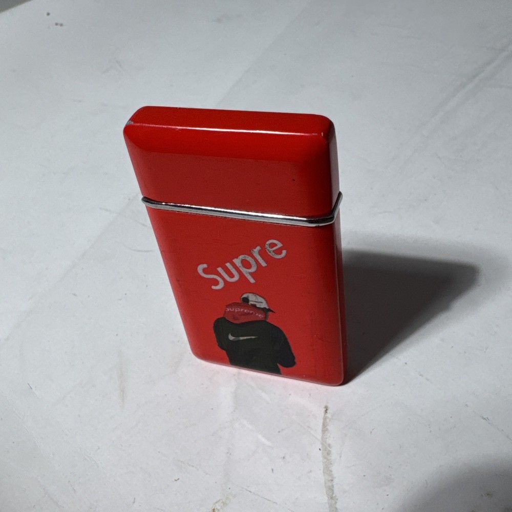 Red Nike/Supreme Lighter Torch Jet Flame Refillable Butane Windproof Metal Case