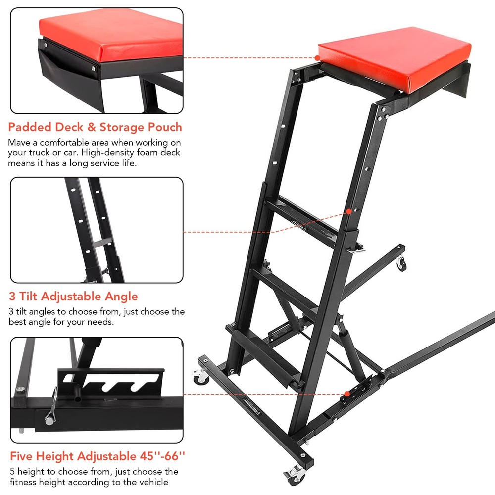 Adjustable Automotive Topside Creeper 400LBS Adjustable 48 to 66" Engine Creeper