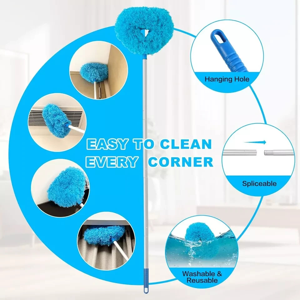 Ceiling Fan Cleaner Duster Reusable Microfiber Blade Blue