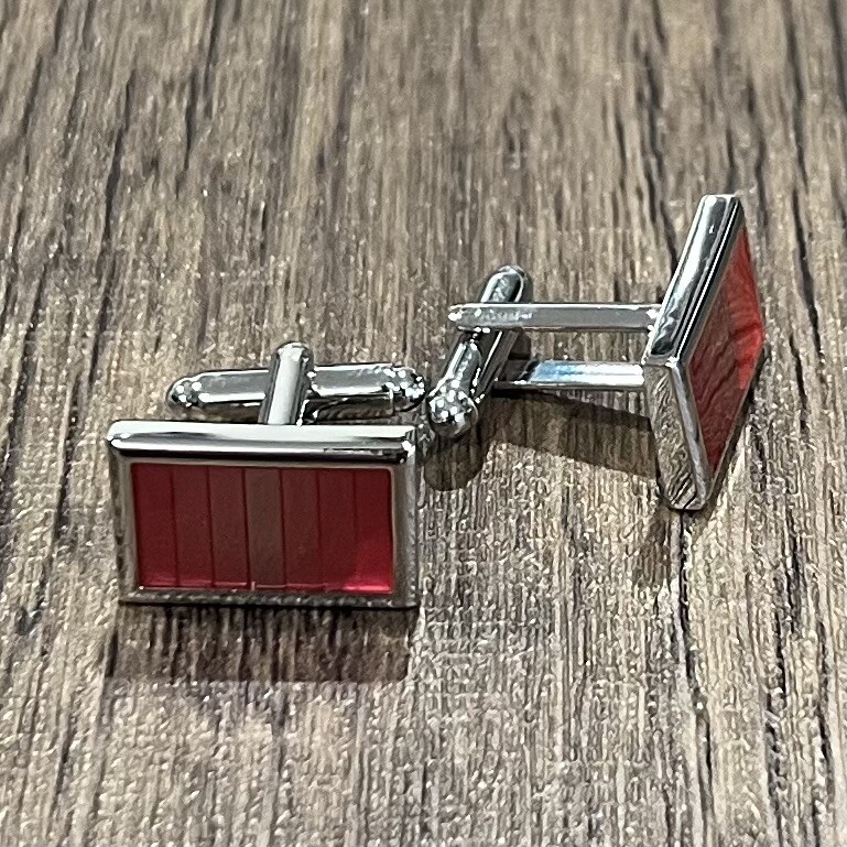 Translucent Pink Rectangular Cufflinks For Men Birthday Wedding Gift In Box