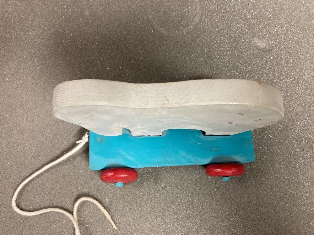 Vintage Wooden Grey Elephant Pull Toy