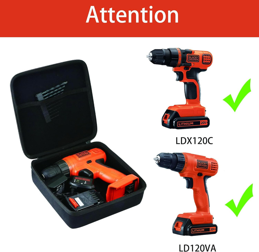 Hard Storage Case Replacement for BLACK+DECKER LDX120C/LD120VA Cordless Drill/Dr